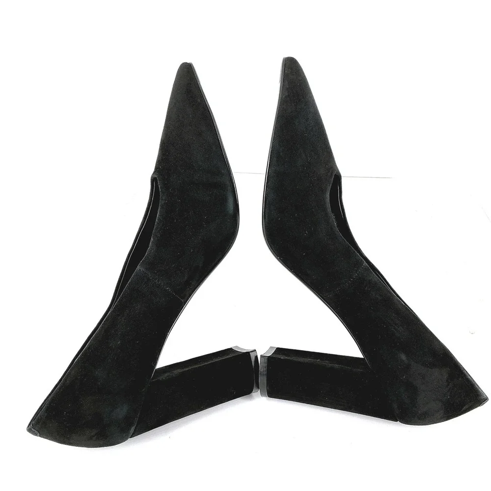 Jeffrey Campbell Size 8 Black Suede Pointed Toe Block Heel Pumps NEW $175